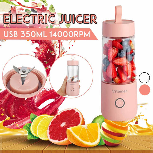 350ml Portable Blender Juicer Electric USB Rechargeable Mixer Smoothie Slushy Cup