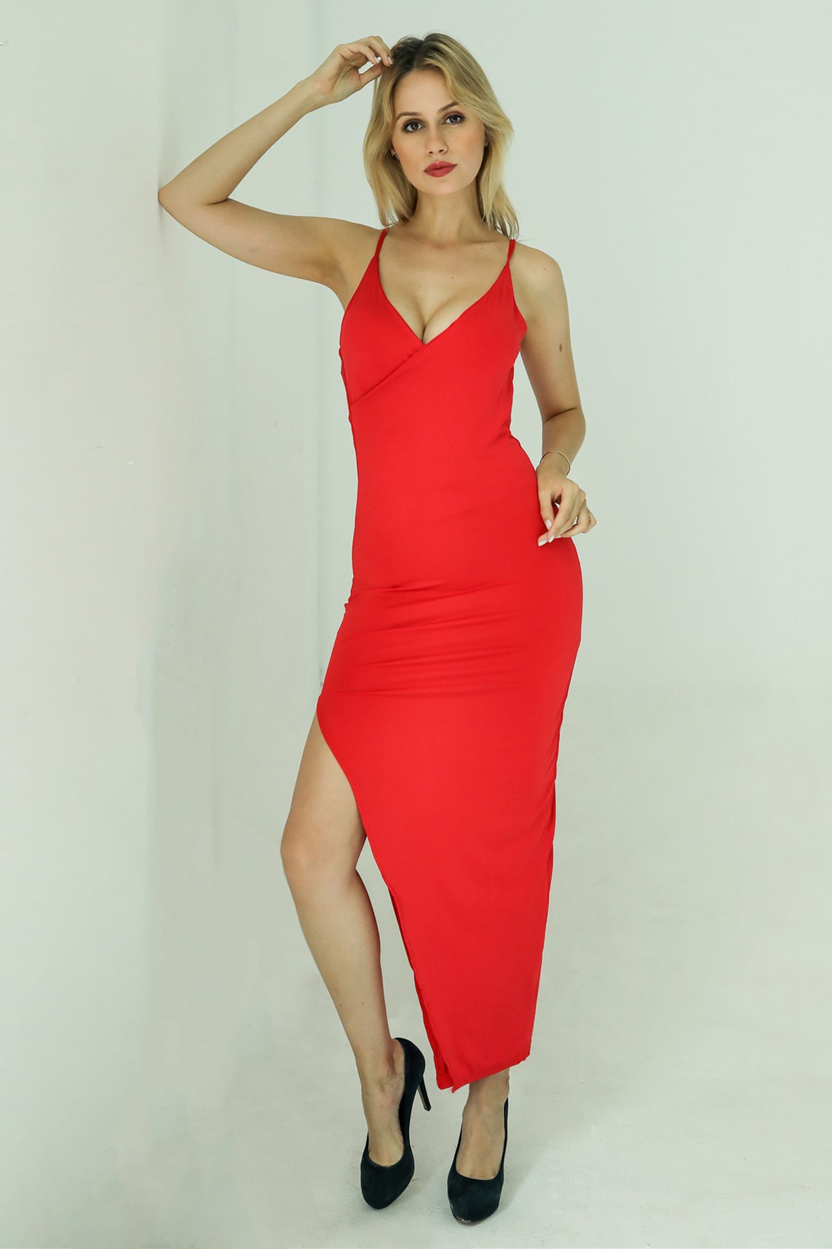 Sexy Slim Halter Slit Long Sling Dress